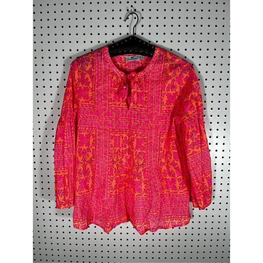 Vineyard Vines key hole tie neck pullover blouse size xs